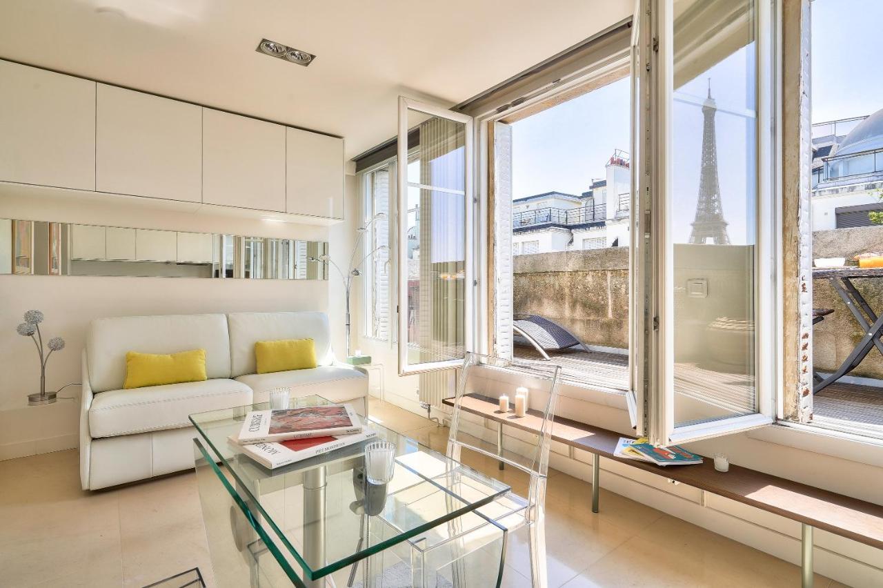 Designed Studio With Ac-Terrasse Vue Tour Eiffel Paříž Exteriér fotografie